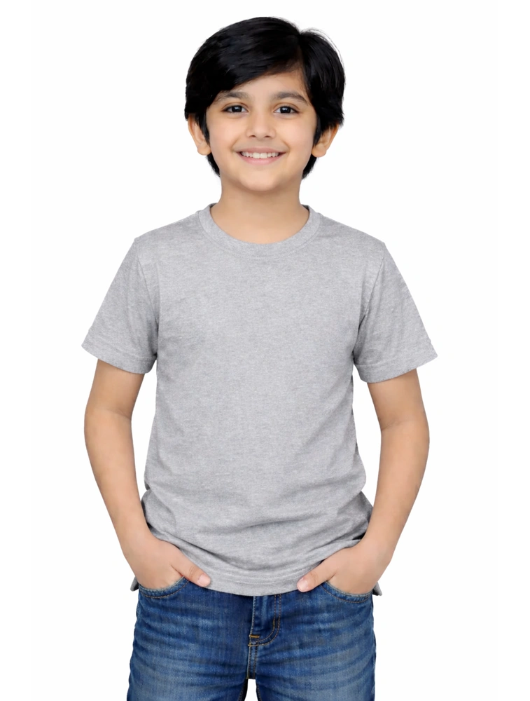 Grey Kids Polycotton 180 GSM Round Neck T-Shirts