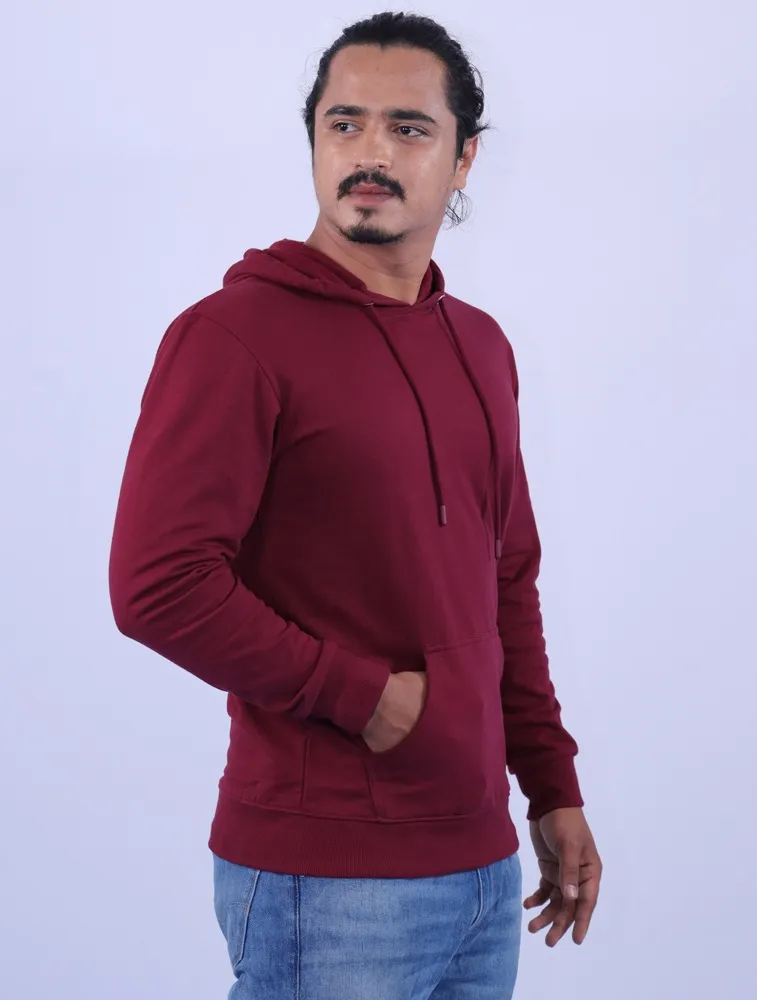 Maroon Cotton Hoodie without Zipper 300GSM