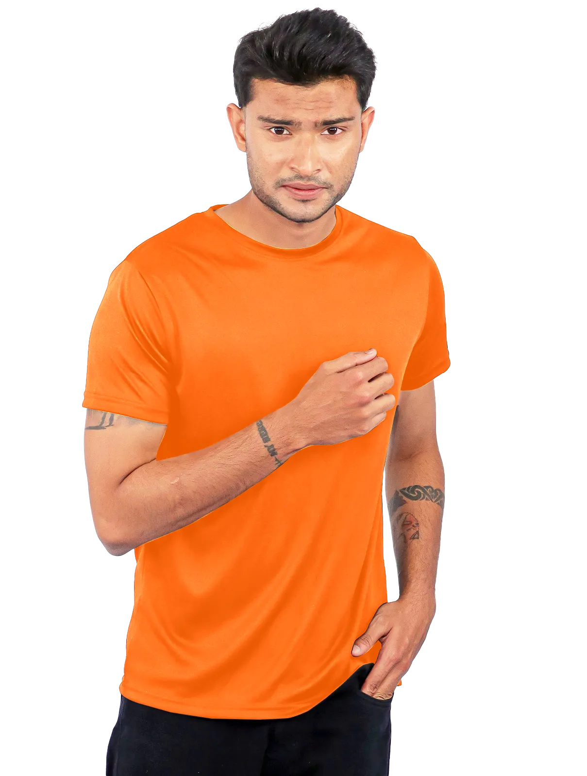Orange Dot Knit Round Neck Half Sleeve 150 GSM TShirts