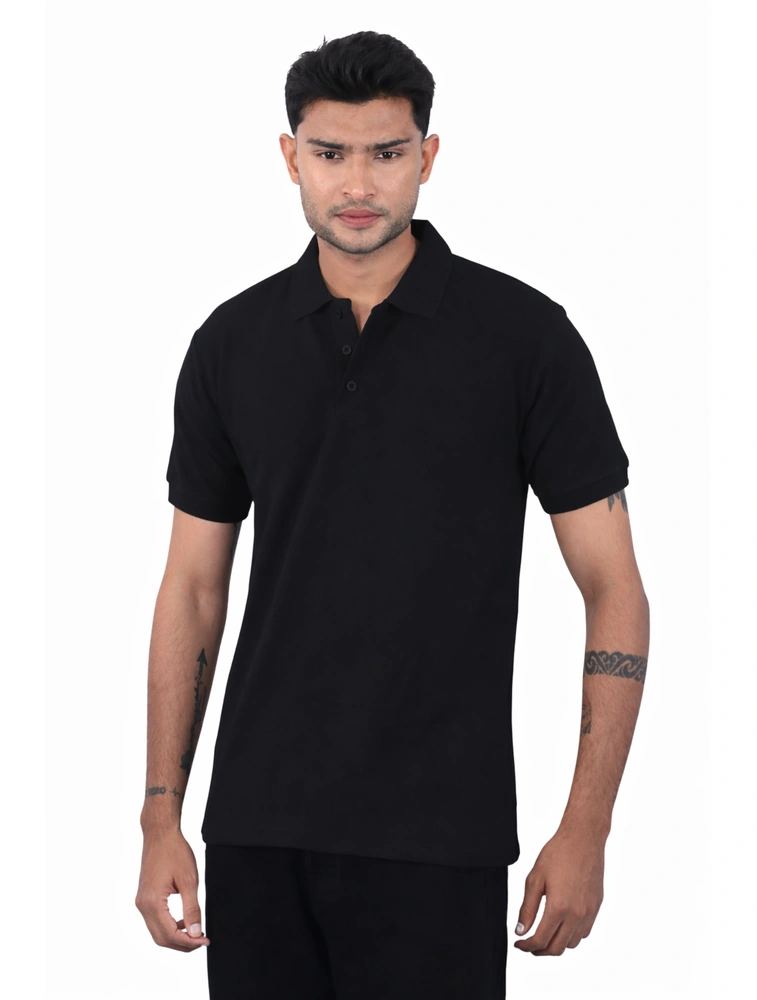 Black Cotton Polo Half Sleeve 240 GSM TShirts