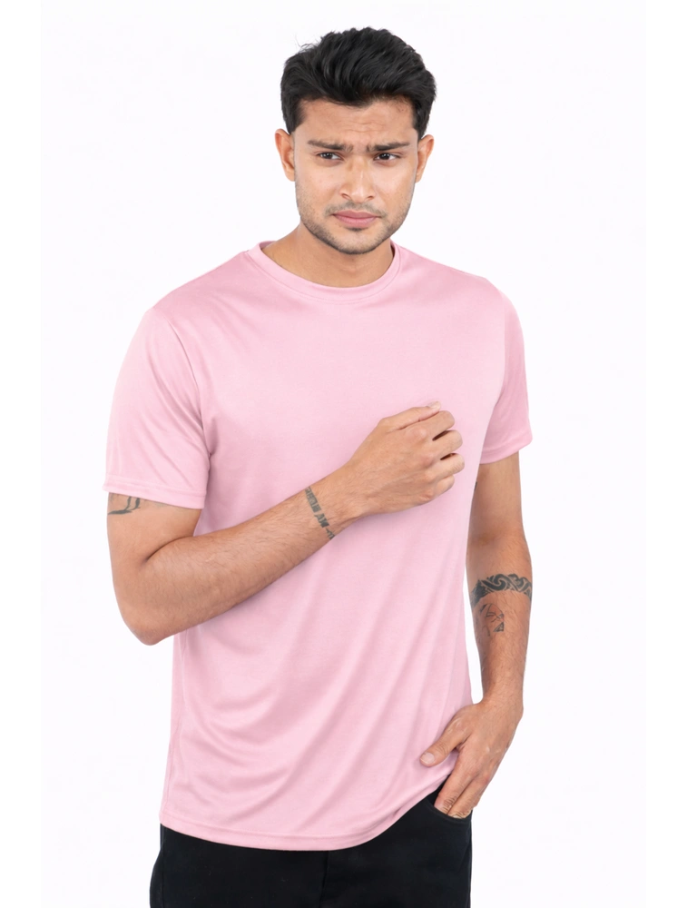 Soft Pink Dot Knit Round Neck Half Sleeve 150 GSM TShirts
