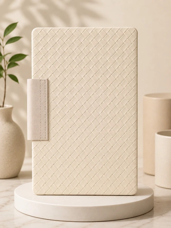 Off White Premium Textured Magnetic Closure Diary
