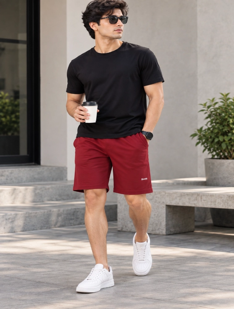 Red Everyday Cotton Shorts