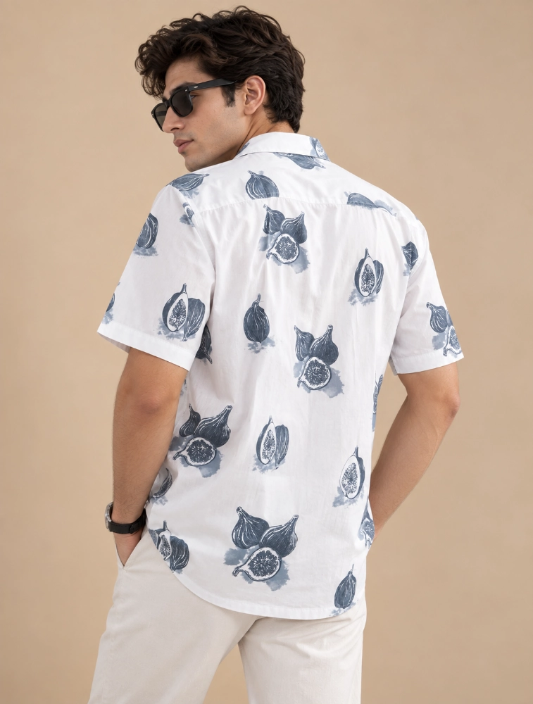 Off White Mens 100 percent cotton half sleeve printed shirt