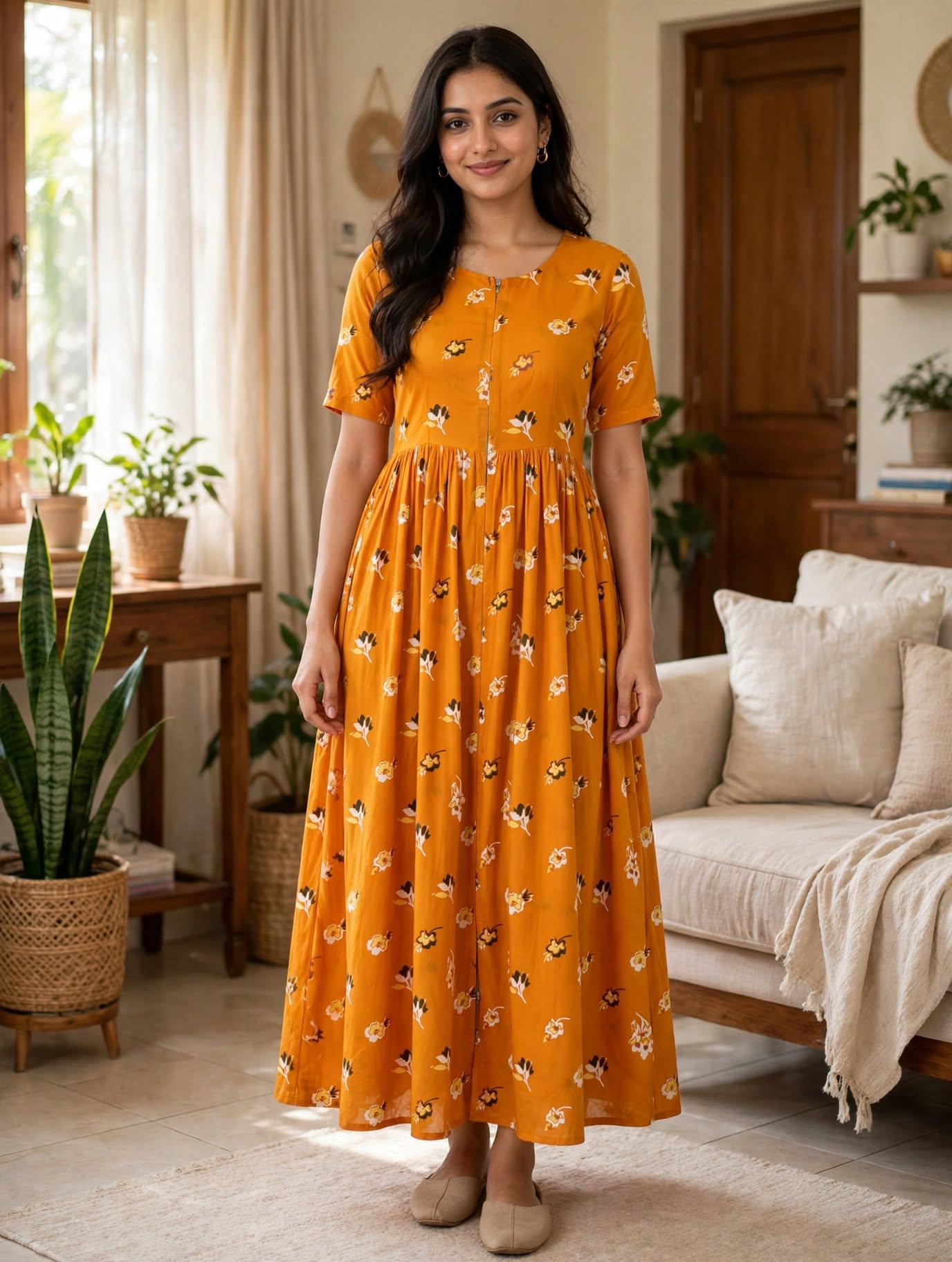 Frock Nighty with invisible zip and side pocket - Style 3