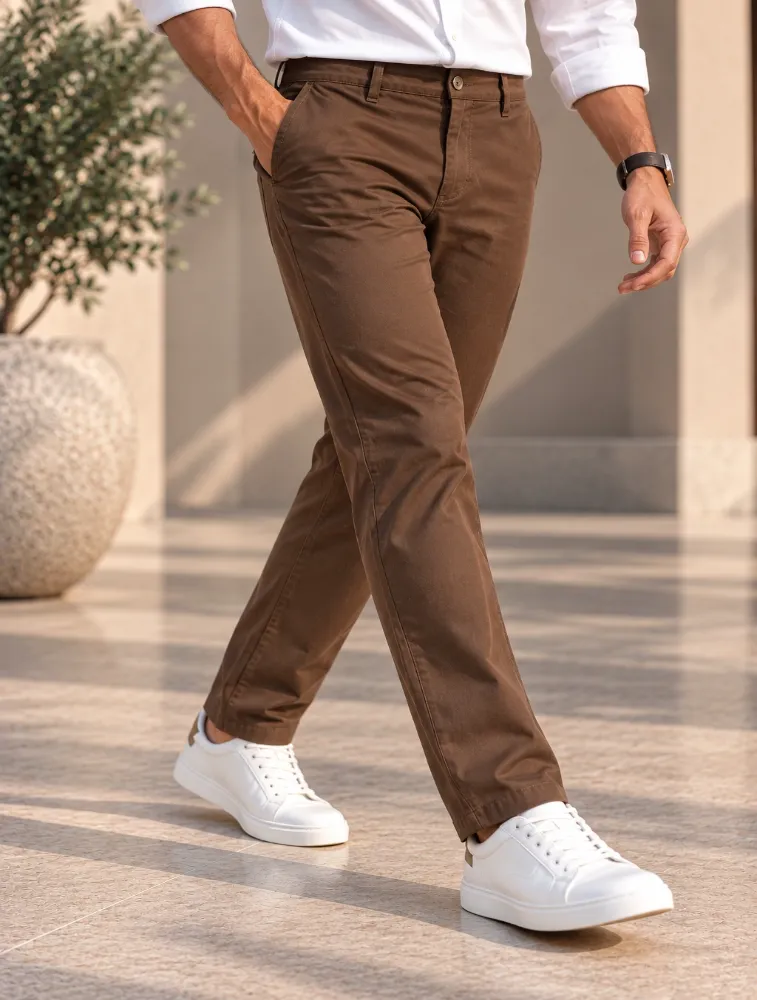 Coffee Brown Mens MetroLine Slim Fit Chino
