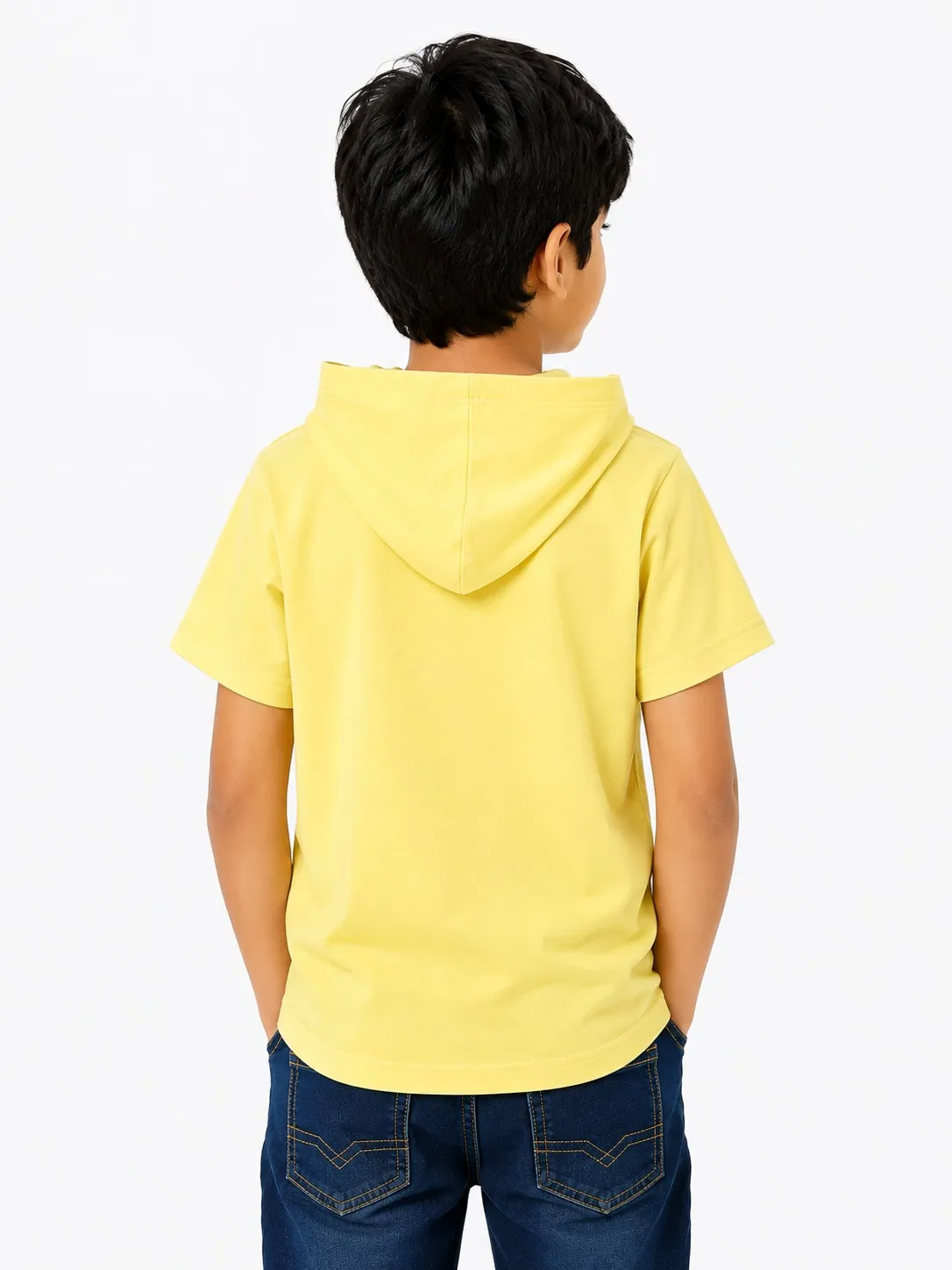Lemon Yellow Boys Premium Printed Half Sleeve Cooper Hood T Shirt