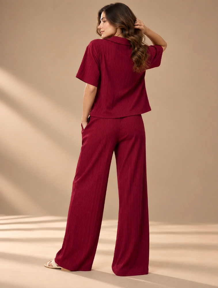 Maroon Trending Womens Long Coord Set