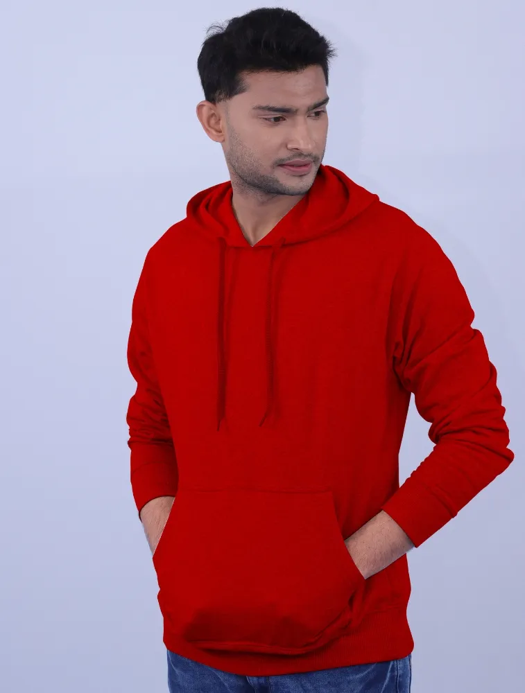 Red Polycotton Hoodie without Zipper 300GSM