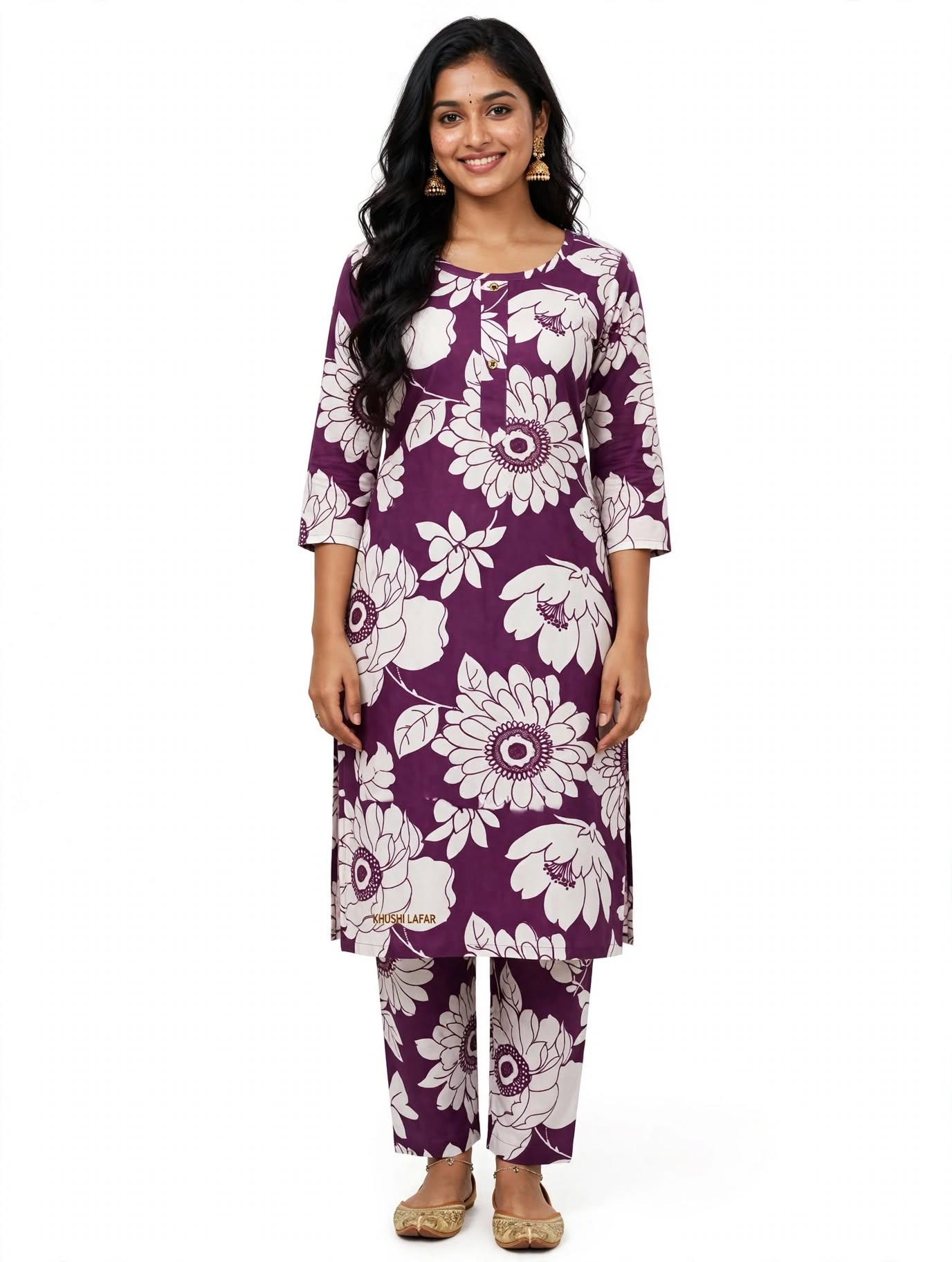 2 in 1 Kurties with Night dress(Kushi Lafar print )  - Style 3