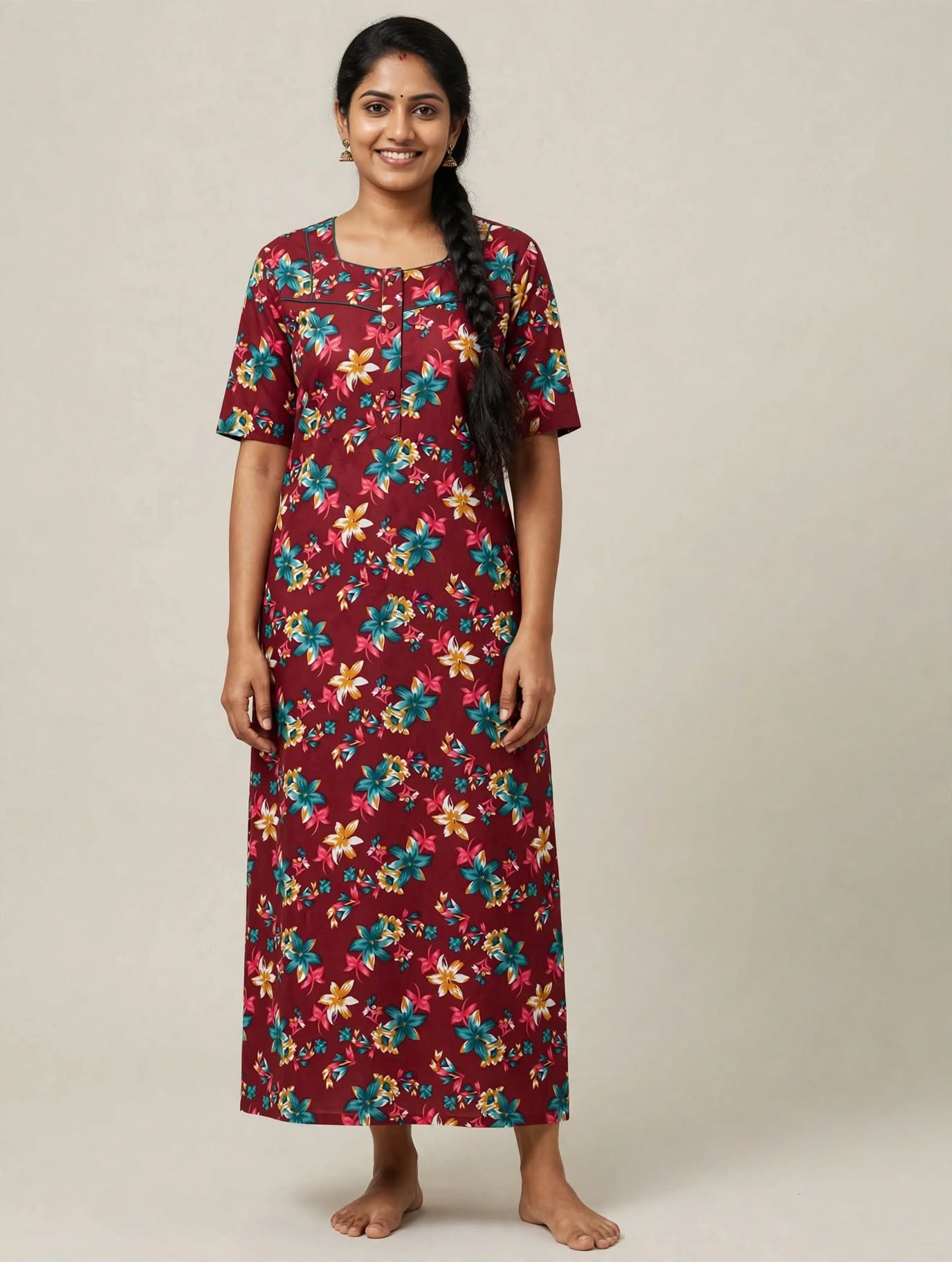 Women's Premium -Nighty with Centre zip - Style 11