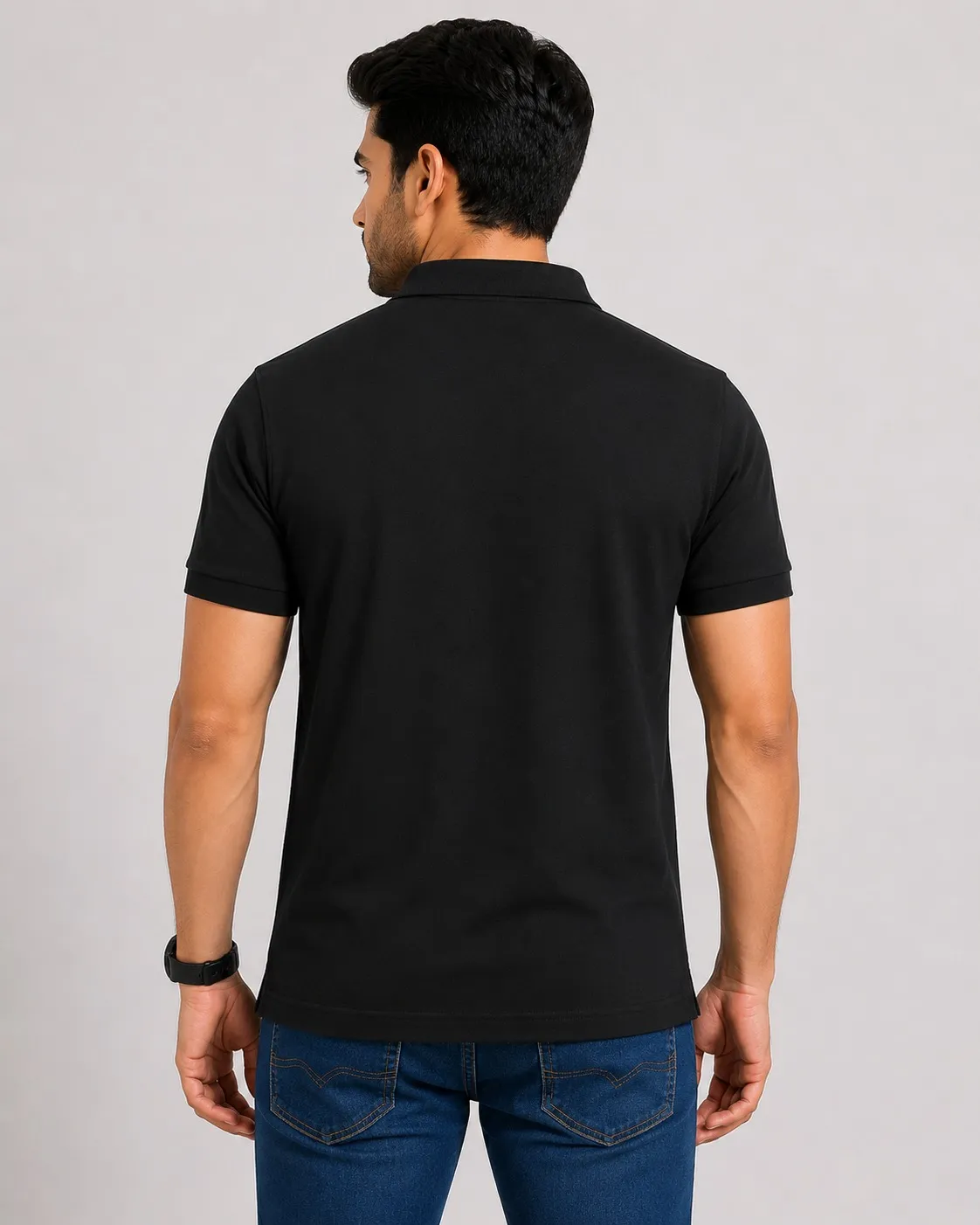 Black Mens Premium Eco Blend 240 GSM Plain Polo Tshirt