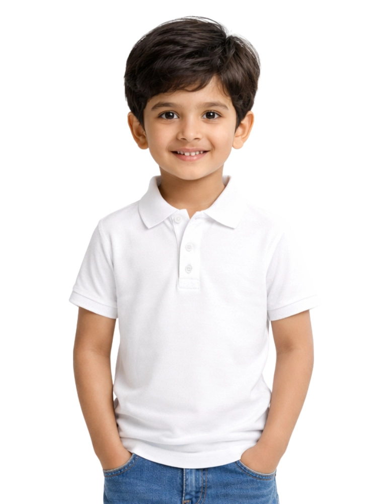 White Kids Cotton Polo Half Sleeve 240 GSM Tshirts