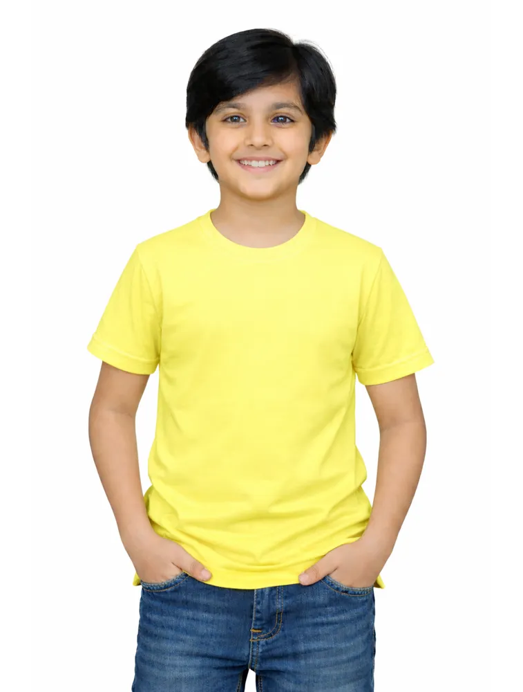 Lemon Yellow Kids Polycotton 180GSM Round Neck Tshirts