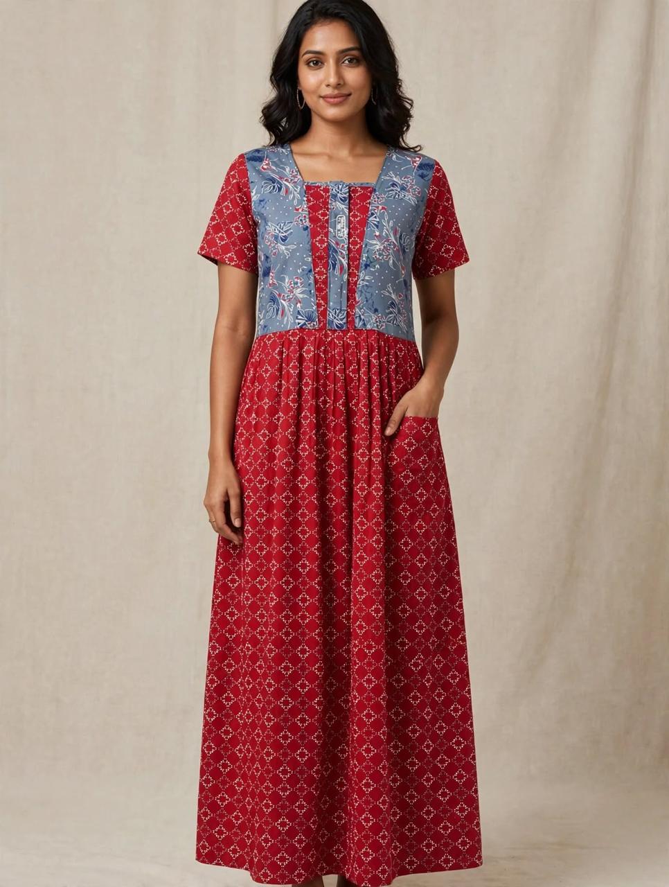 Women's Premium - Frock Nighty With zip and Front Pocket  - Style 3