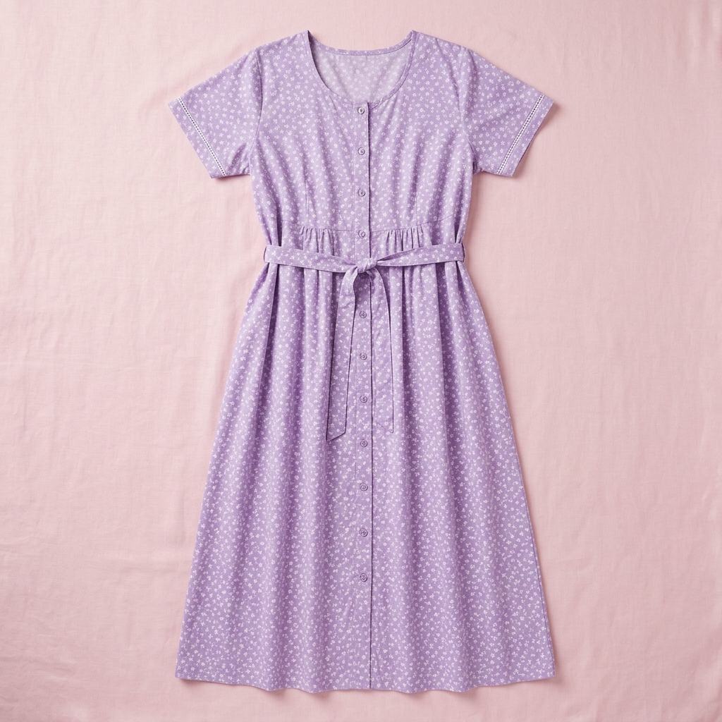 Front Button Feeding Nighty - Lavender