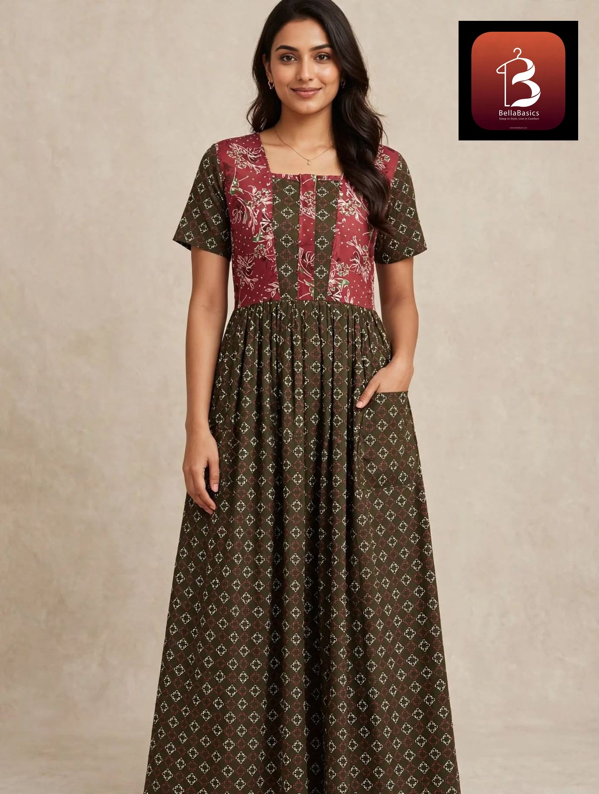 Women's Premium - Frock Nighty With zip and Front Pocket  - Style 1