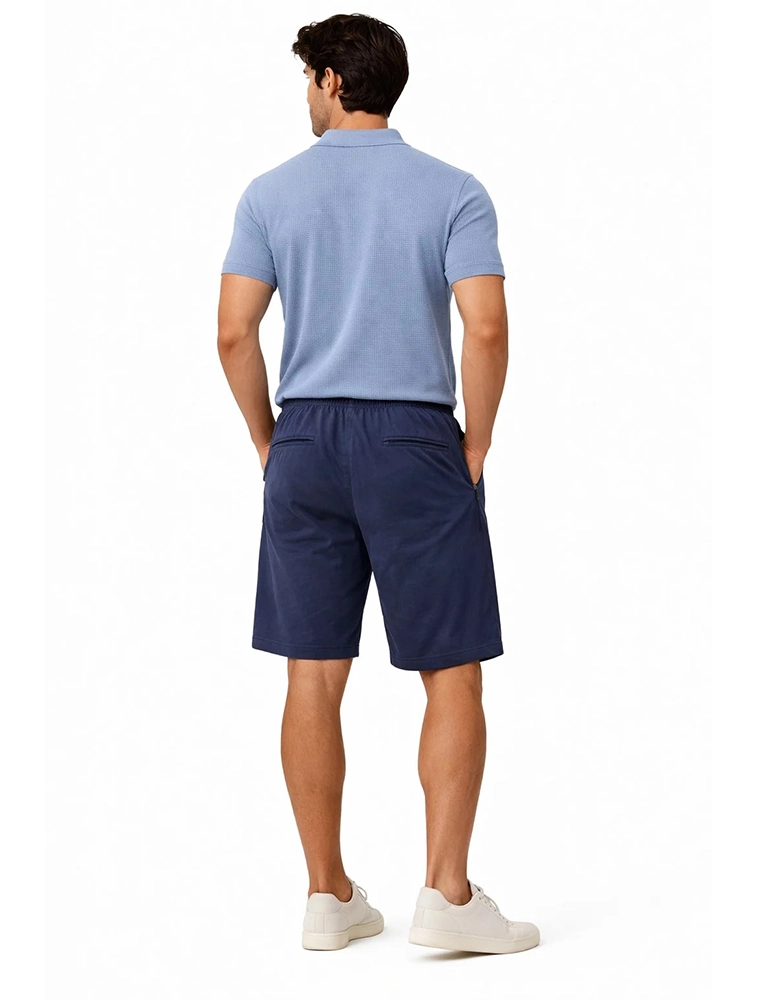 Navy Blue Men Cotton Casual Shorts