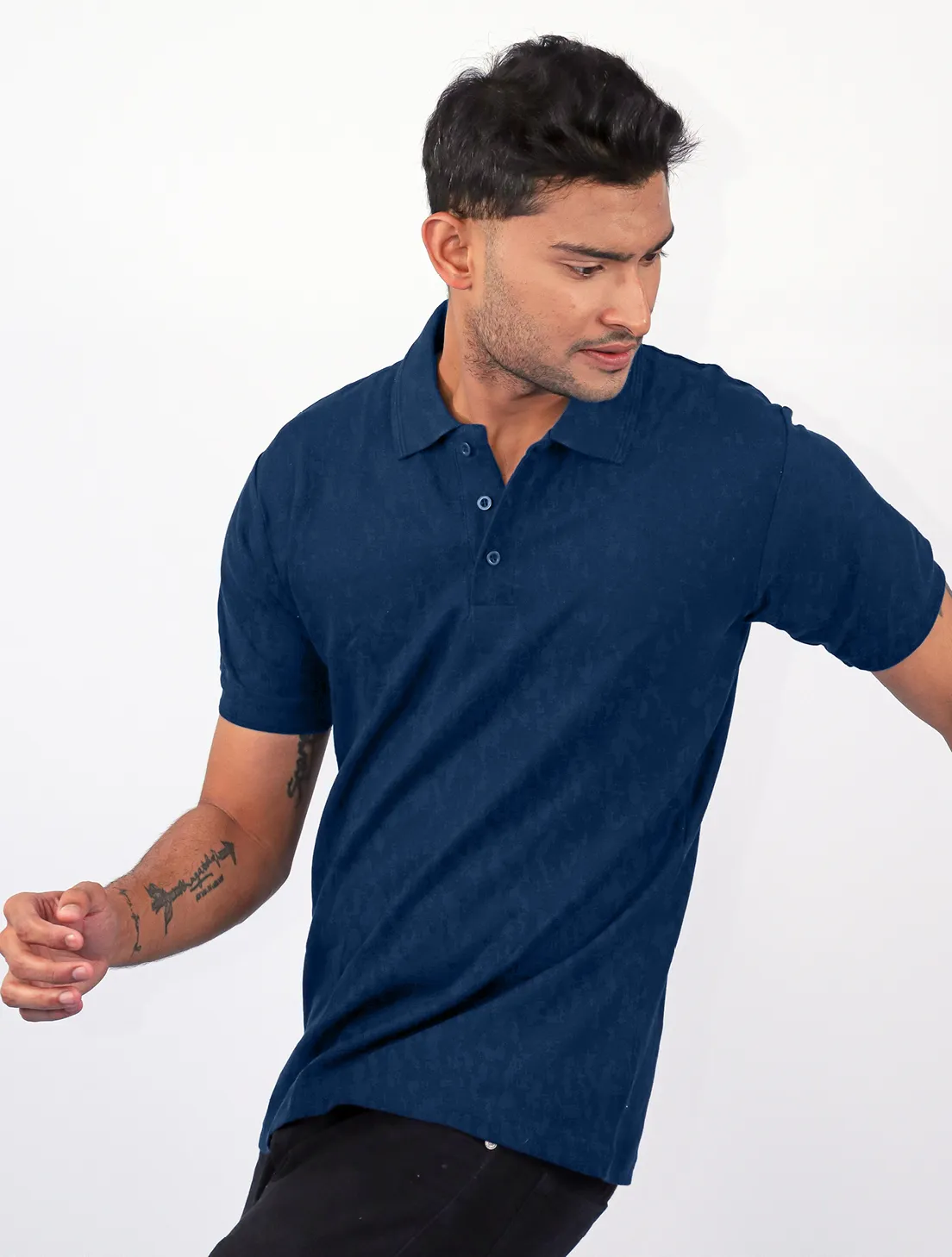 Navy Blue Cotton Polo Half Sleeve 220GSM Tshirts