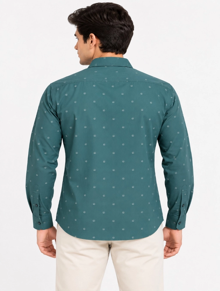 Sea Green  Mens Premium Slim Fit Printed Shirt