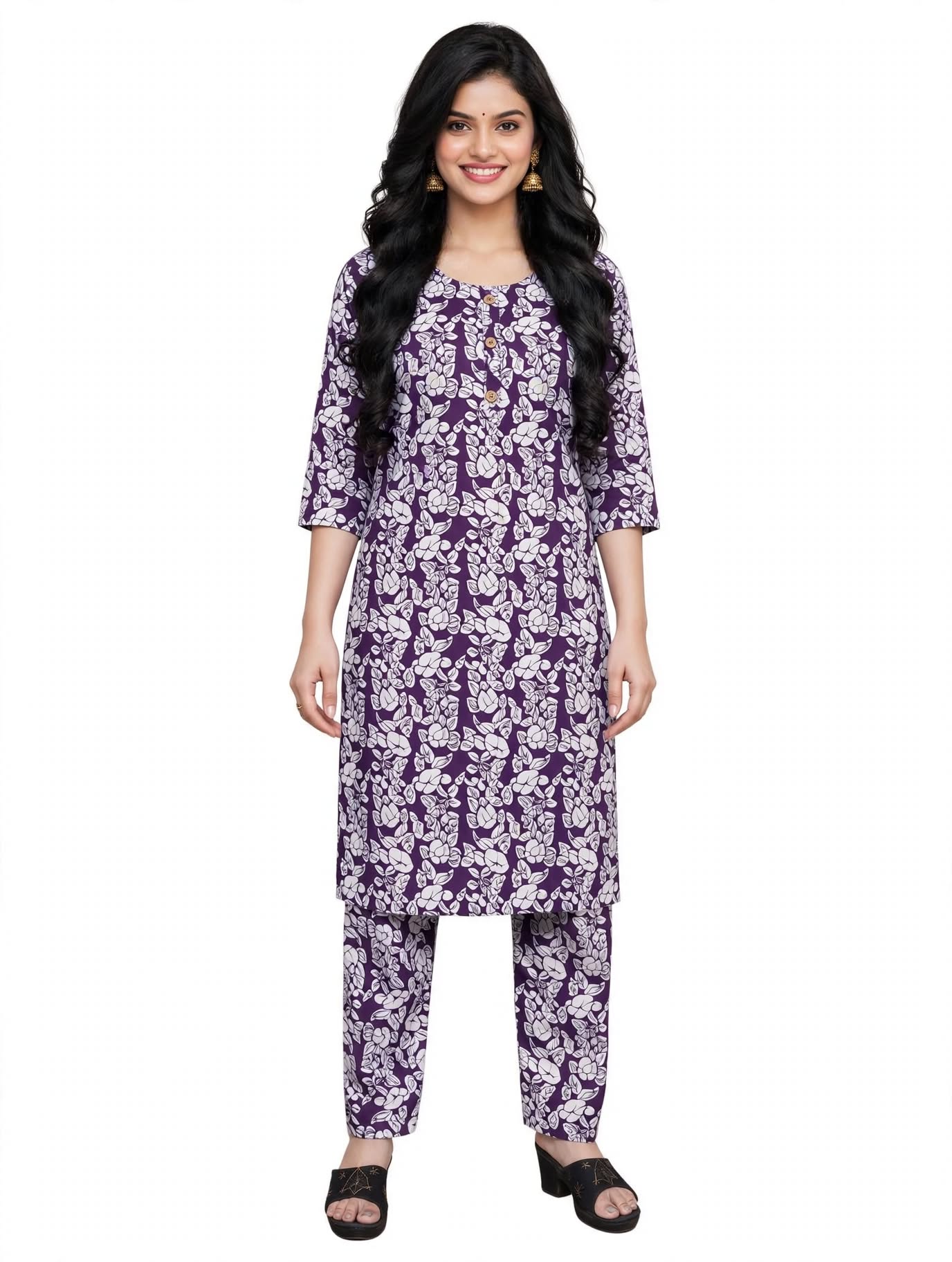 2 in 1 Kurties with Night dress(Kushi Lafar print )  - Style 2