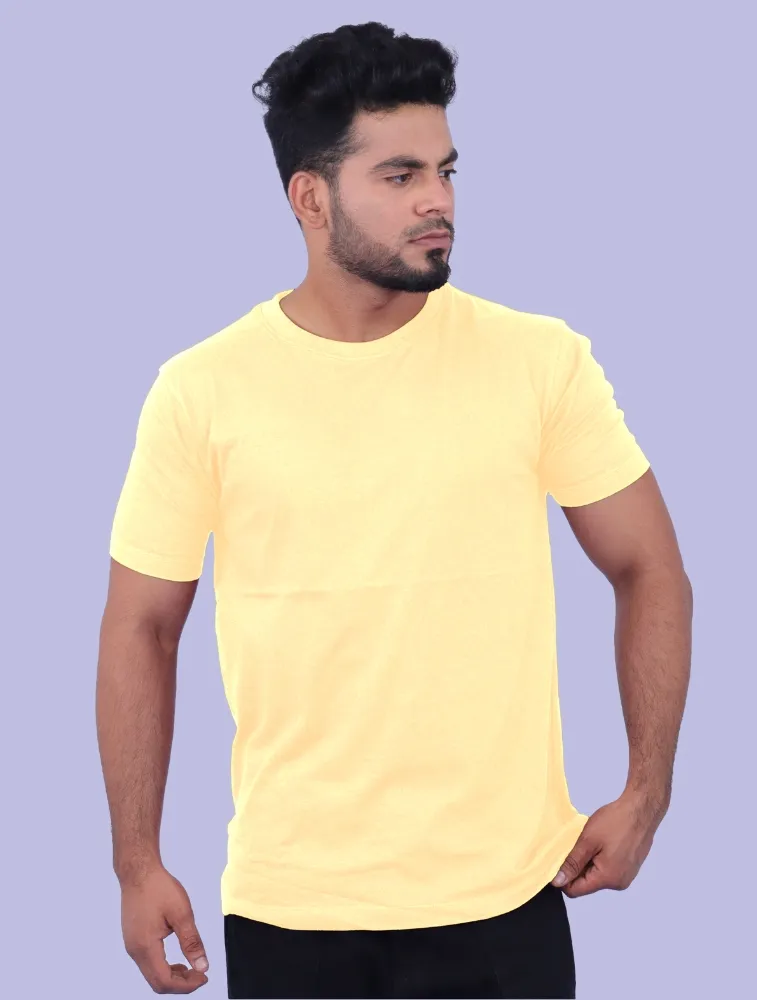 Cream Cotton Round Neck 180GSM Half Sleeve T-shirts