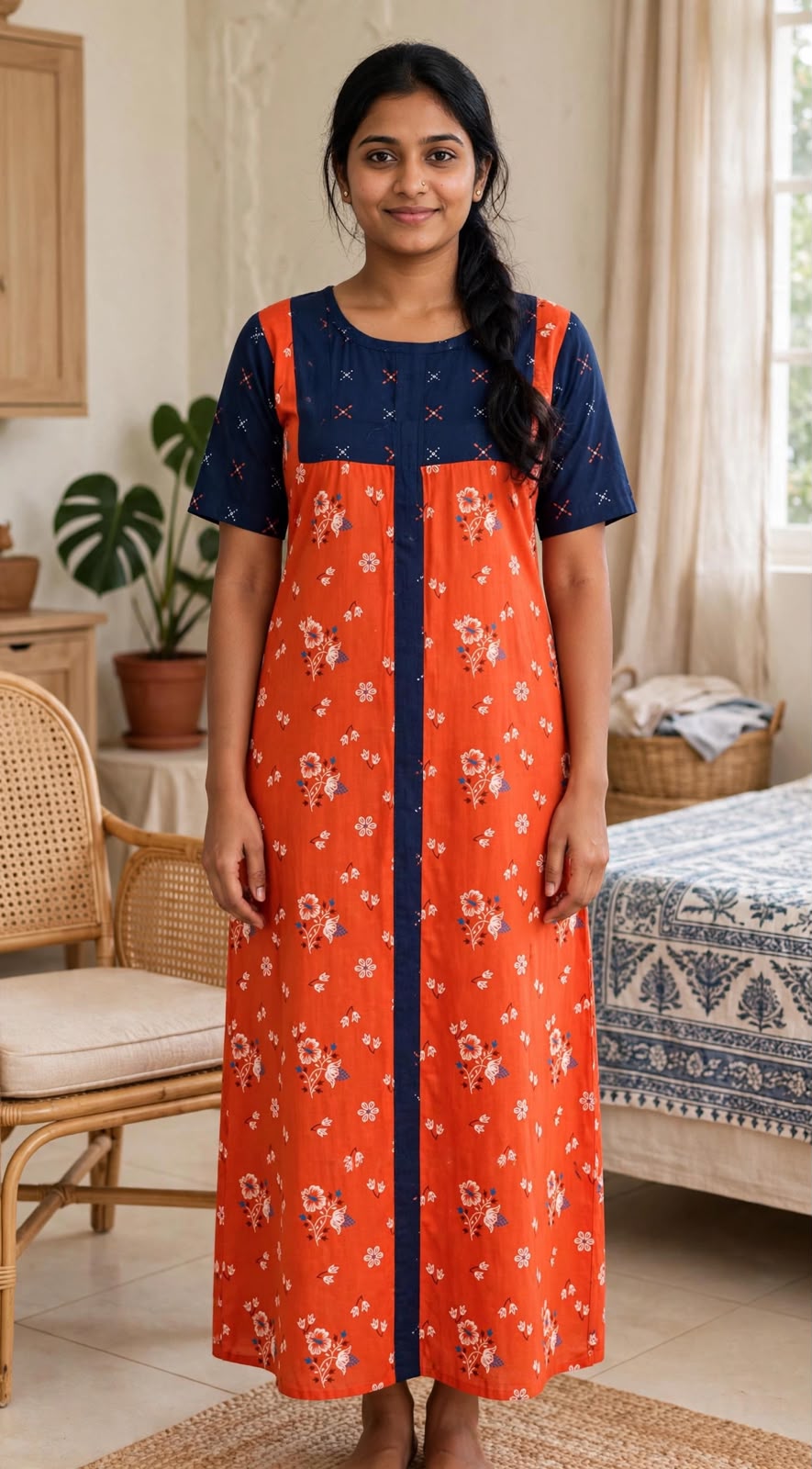Women's Premium Frock Nighties -Mix and Match ( Double Color)  - Style 10