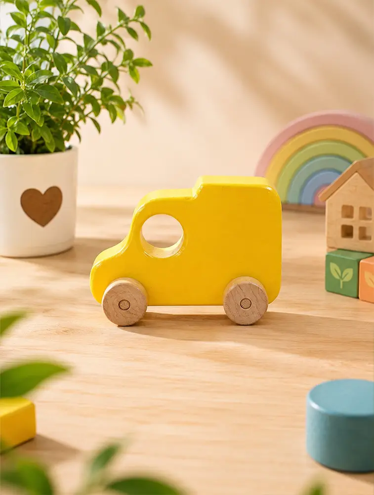 Yellow Toy Van Handcrafted Wooden Toys