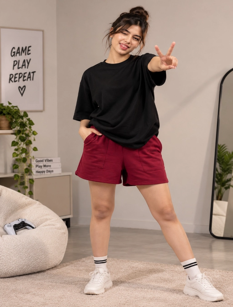 Cranberry Red Playtime Shorts